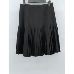 BROOKS BROTHERS Women's Black Wool Pleated Knee-Length A-Line Skirt SZ 4